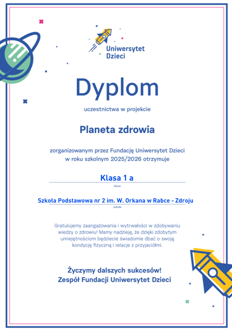 dyplom planeta zdrowia